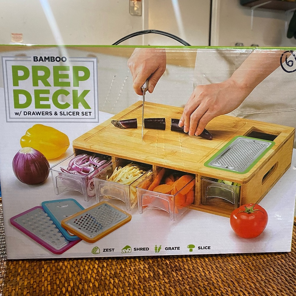 Bamboo Prep Deck with Drawers and Slicer